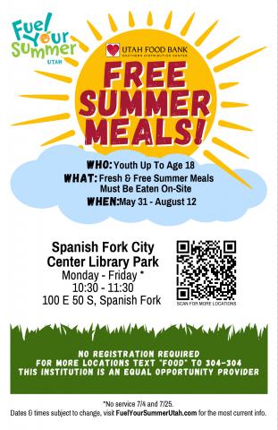 Free Summer Meals Flyer English-Spanish Fork Area