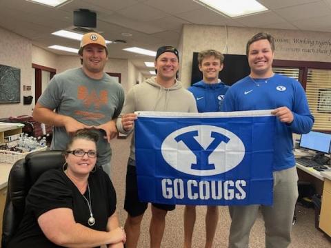 Mrs. Thomas with BYU visitors