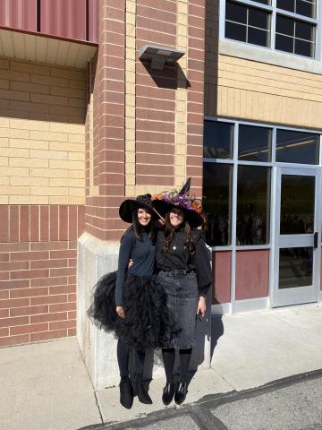 Mrs. Coley and Ms. Phillips dressed at witches