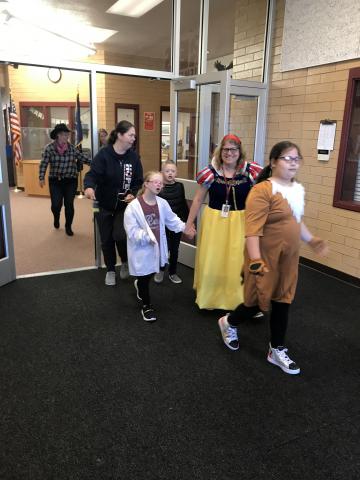 More students in Mrs. Hirst's walking in the parade