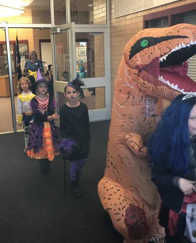 2nd grade students in the Halloween parade