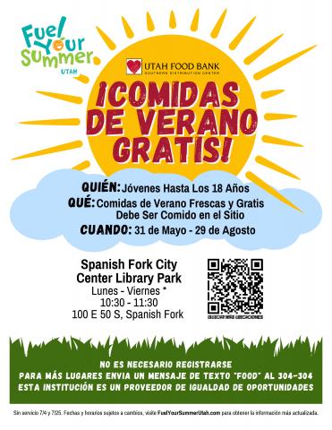 Free Summer Meals Flyer Spanish-Spanish Fork Area