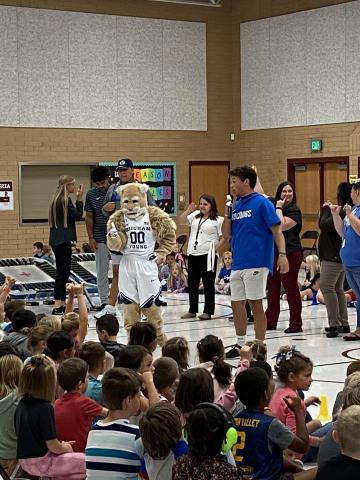 Cosmo and some BYU football players with Rees teachers