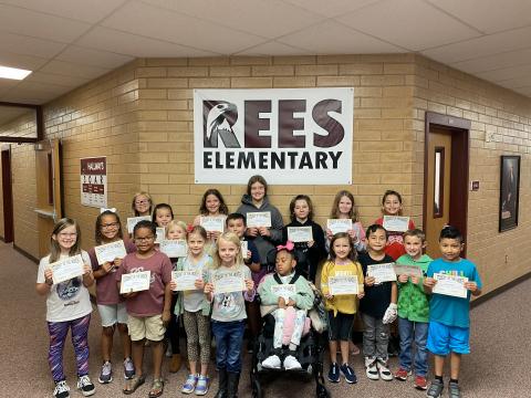 September Students of the month for Rees Elementary.  Students are in grades K-5