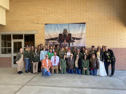 Rees staff dressed up as Top Gun characters and a few others costumes