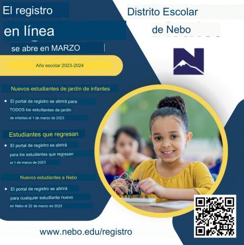 Spanish registration flyer 2023-23 school year. 