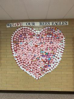 Student council hallway art saying "We Love Our Rees Eagles"