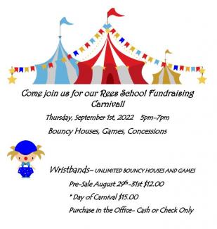 Rees School Carnival Flyer, Thursday September 30 5-7 pm